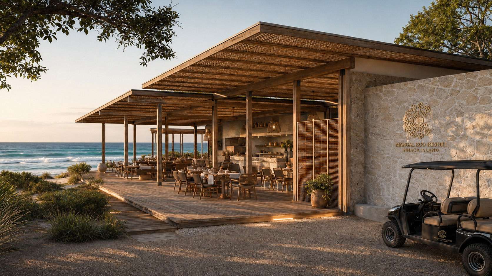 Mangal beach restaurant and Indian Ocean
